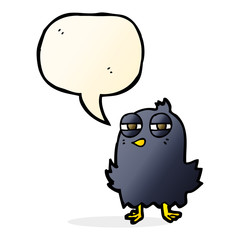 funny cartoon bird with speech bubble
