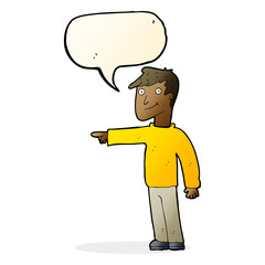 cartoon man pointing with speech bubble