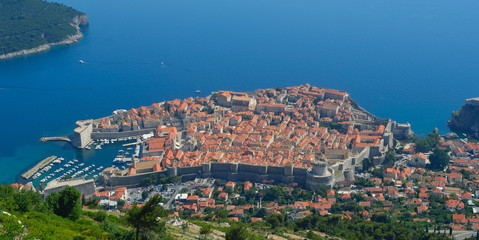 Dubrovnik Old Town City Walls Panorama taken from Mount Srd.