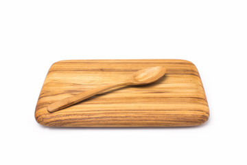 chopping block with spoon.