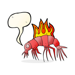 cartoon hot shrimp with speech bubble