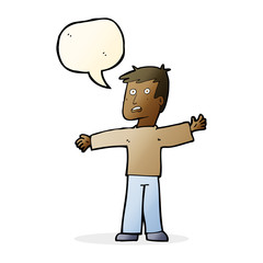 cartoon surprised man with speech bubble