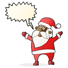 cartoon santa claus with speech bubble