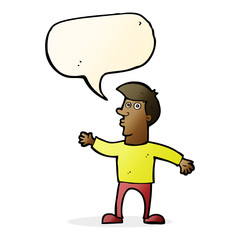 cartoon worried man with speech bubble