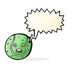 cartoon tennis ball with speech bubble