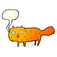 cartoon furry cat with speech bubble