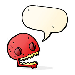 cartoon spooky skull with speech bubble