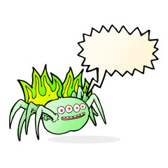 cartoon spooky spider with speech bubble