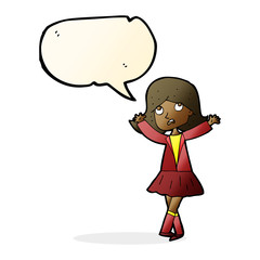 cartoon unhappy girl with speech bubble