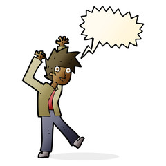 cartoon excited boy with speech bubble