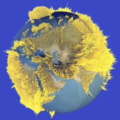 Mondo globo astratto, mappa delle altezze, istogrammmi © Naeblys