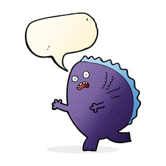 cartoon monster with speech bubble