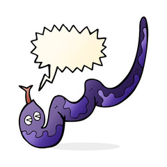 cartoon hissing snake with speech bubble