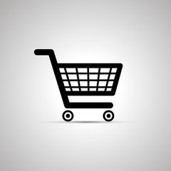 Black shopping cart icon with shadow