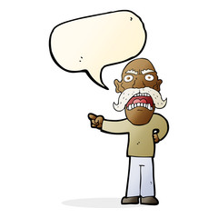 cartoon angry old man with speech bubble