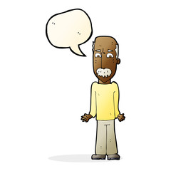 cartoon dad shrugging shoulders with speech bubble