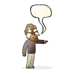cartoon furious old man with speech bubble