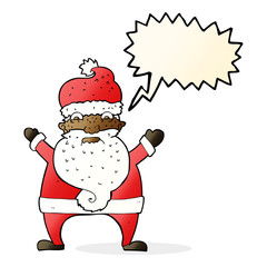 cartoon stressed out santa with speech bubble