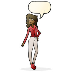 cartoon pretty woman  with speech bubble