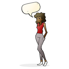 cartoon pretty woman  with speech bubble