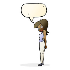 cartoon pretty woman  with speech bubble
