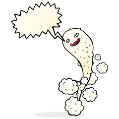 cartoon spooky ghost with speech bubble