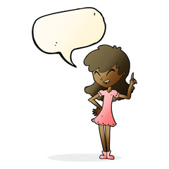 cartoon girl making point with speech bubble