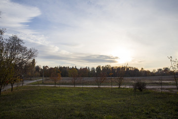 field, which is crossed by two perpendicular roads, the house, w