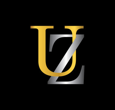 UZ initial letter with gold and silver