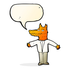 cartoon wolf with speech bubble