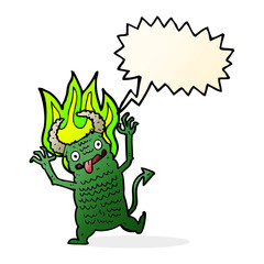 cartoon demon with speech bubble
