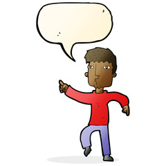 cartoon dancing man with speech bubble