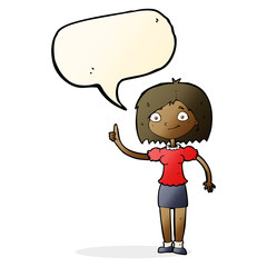 cartoon woman with idea with speech bubble