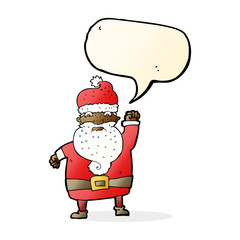 cartoon angry santa claus with speech bubble