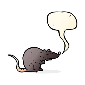 cartoon black rat with speech bubble