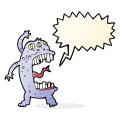 cartoon crazy monster with speech bubble