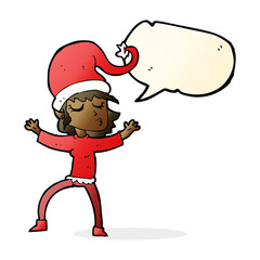santa's helper cartoon with speech bubble
