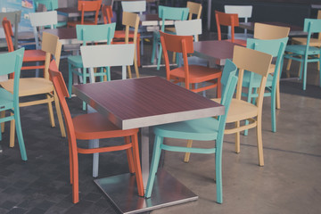 colorful chairs in coffee shop