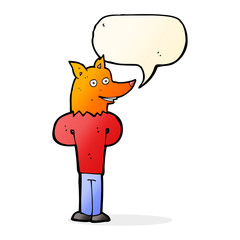 cartoon fox man with speech bubble