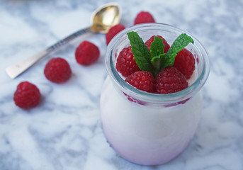 Sweet breakfast, yoghurt with wild berries 