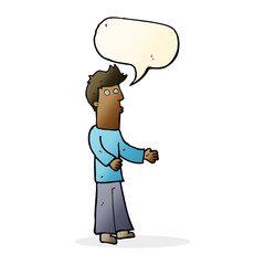 cartoon man explaining with speech bubble