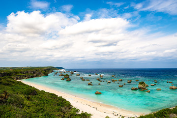 Fototapeta premium Sea, coast, rock, seascape. Okinawa, Japan, Asia. 