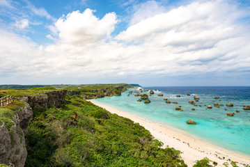 Fototapeta na wymiar Sea, coast, rock, seascape. Okinawa, Japan, Asia. 