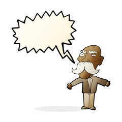 cartoon angry old man with speech bubble