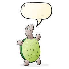cartoon happy turtle with speech bubble