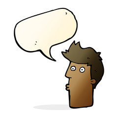 cartoon surprised man with speech bubble
