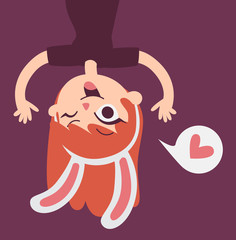 Cute Bunny Lover Girl Showing Upside Down on Screen