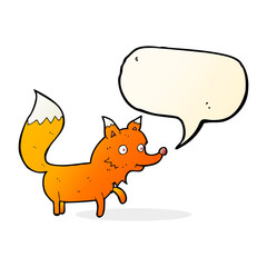 cartoon fox cub with speech bubble