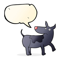 funny cartoon dog with speech bubble