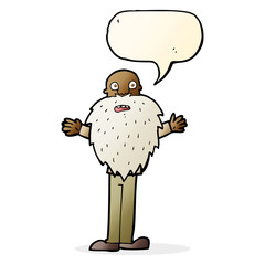 cartoon bearded old man with speech bubble